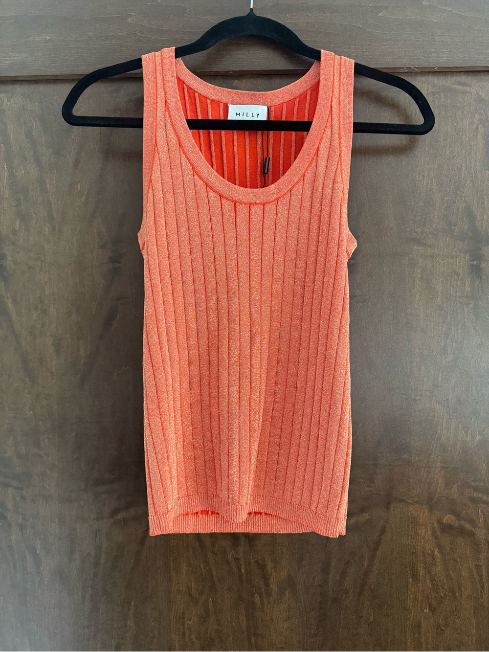 NWT Milly Ribbed Sleeveless Orange And Gold Metallic Tank Top